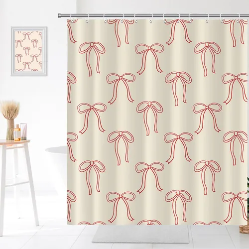 Miniatura 22 de Decoración de baño hippie retro, cortina de ducha de vaca y fresa, tela de poliéster impermeable, 72 x 72 pulgadas, albaricoque