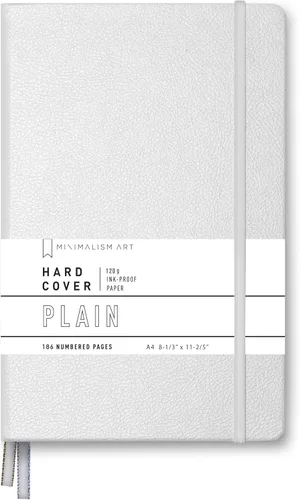 Miniatura 11 de Minimalism Art, Premium Hard Cover Notebook Journal, X-Large Size, Master A4 8.3" x 11.4", 186 Numbered Pages, Gusseted Pocket, Ribbon Bookmark