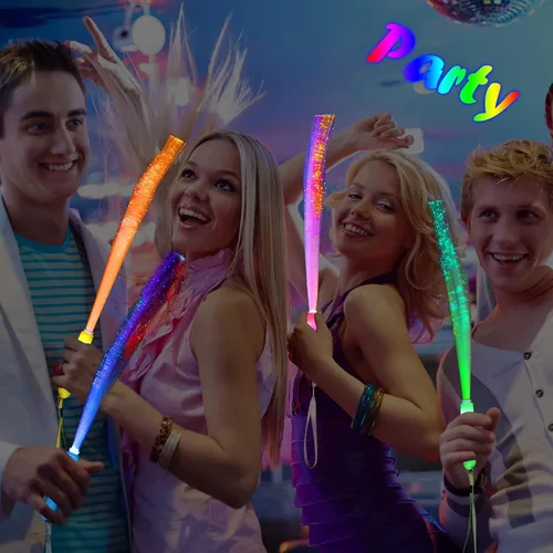 Miniatura 5 de BouQuw Glow Sticks Mardi Gras, suministros de fiesta que brillan en la oscuridad, 3 modelos de palos intermitentes, varitas de fibra óptica, palos