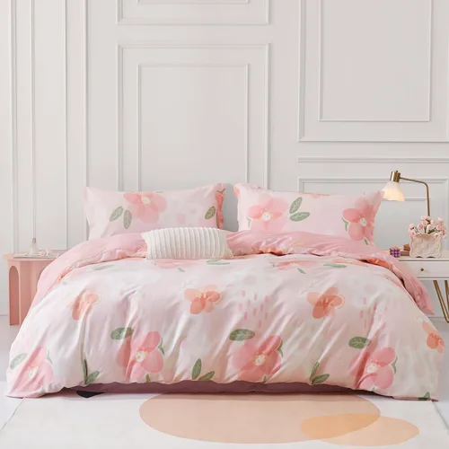 Miniatura 49 de SAPHREAS Juego de Funda de Edredón de Flores Rosas 2 piezas Algodón Estilo Jardín Campanilla Floral Ropa de Cama Juego de Funda de Edredón 100%