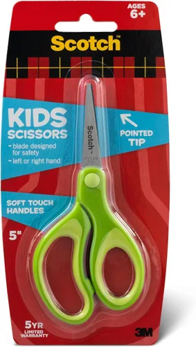 Scotch Tijeras para niños con punta redondeada con tacto suave, 5 pulgadas (1442P) (Los colores pueden variar)