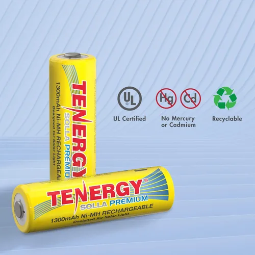 Miniatura 5 de Tenergy Solla - Batería recargable NiMH AA de alta calidad, baterías solares de 1300 mAh para luces solares de jardín, antifugas, durabilidad al
