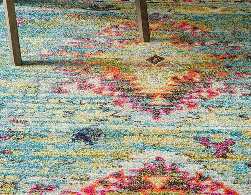 Miniatura 7 de Unique Loom Vita Collection - Alfombra vintage tribal sudoccidental sobreteñida (2 pies x 6 pies 7 pulgadas, para pasillo, turquesa/amarillo)
