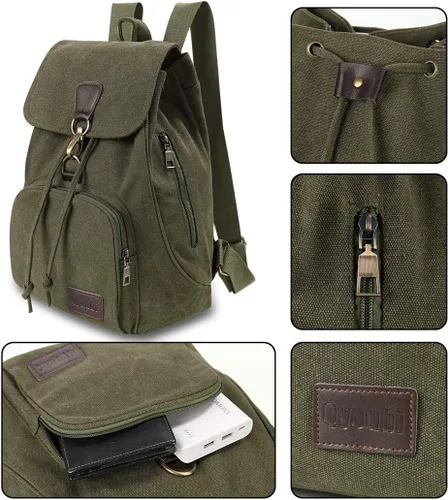 Miniatura 32 de Mochilas de lona a la moda, bolso casual para compras al aire libre, mochila deportiva, senderismo, viajes, bolsa multiusos, Café, Mochilas