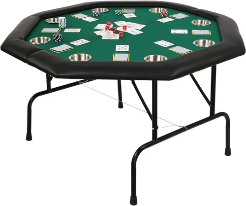 Miniatura 8 de Mesa de póquer plegable de casino mesas de póquer Texas Hold'em Mesa de póquer plegable, mesa de juego de mesa de fieltro con portavasos de plástico