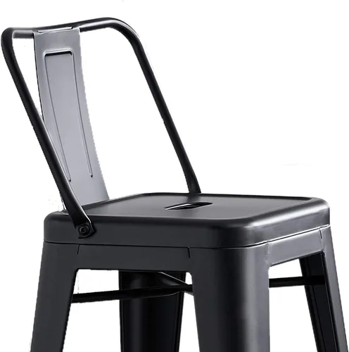 Miniatura 6 de AC Pacific Juego de 2 taburetes de metal de 24 pulgadas, estilo rústico campestre con respaldo bajo, construcción ligera y resistente, fácil NEGRO