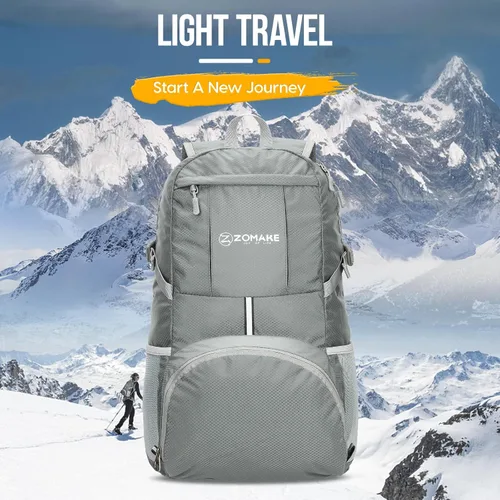 Miniatura 19 de Mochila de viaje Zomake ligera para senderismo, resistente al agua, mochila plegable para mujeres y hombres Negro