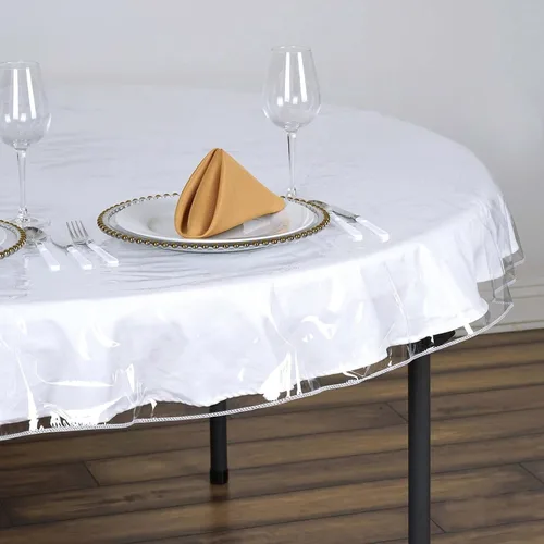 Miniatura 8 de Efavormart - Mantel de vinilo cuadrado transparente de 54 x 54 pulgadas, respetuoso con el medio ambiente, impermeable, para mesas de cocina