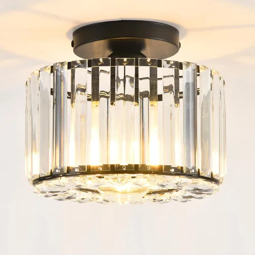 Miniatura 9 de Lámpara de techo de cristal, lámpara de techo semiempotrada de cristal dorado para dormitorio, cocina, pasillo, entrada, balcón, comedor, sala
