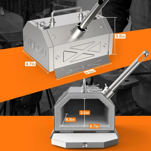 Miniatura 3 de 1 quemador de gas propano forja 2600℉ de doble puerta mini equipo portátil, fabricación de cuchillos (acero inoxidable) herramienta de herrería, kit