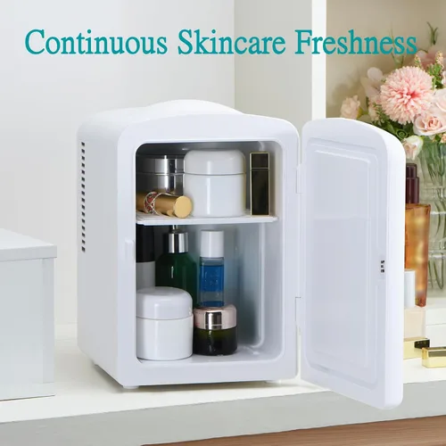 Miniatura 3 de Iceblue Mini nevera retro de 4 litros/6 latas, mini refrigerador para el cuidado de la piel, enchufe de CA y cargador de coche de 12 V, mini Blanco