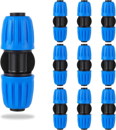 10 piezas de accesorios de acoplamiento de tubería de riego de 1/2 pulgada (1/2 pulgada de diámetro interior x 0.63 pulgadas de diámetro) tubos de
