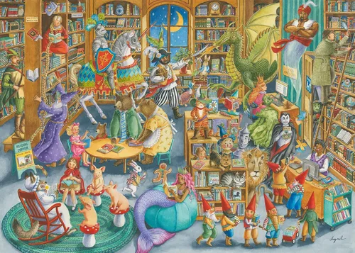 Ravensburger Midnight at The Library Puzzle - 1000 piezas únicas | Calidad premium | Superficie antirreflejos | Perfecto para diversión familiar |