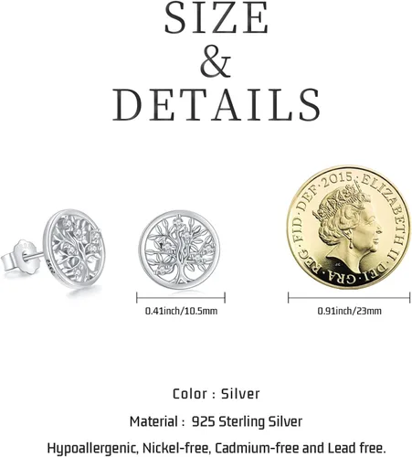 Miniatura 5 de Aretes colgantes de plata de ley 925 con piedra natal, aretes hipoalergénicos para orejas sensibles