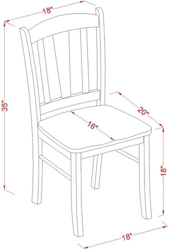 Miniatura 3 de East West Furniture DLC-BLK-W Dublin - Sillas de comedor de cocina, sillas de madera con respaldo de listones, juego de 2, color negro