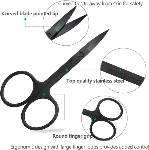 Miniatura 2 de KAJUDA - Tijeras de cejas con peine, tijeras pequeñas de aseo facial para hombres y mujeres, tijeras para cejas, pelo de nariz, bigote, barba