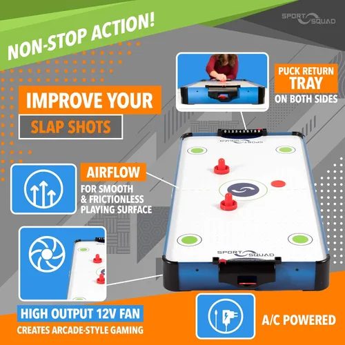 Miniatura 3 de Sport Squad HX40 40 inch Table Top Air Hockey Table for Kids and Adults - Electric Motor Fan - Includes 2 Pushers and 2 Air Hockey Pucks - Great for