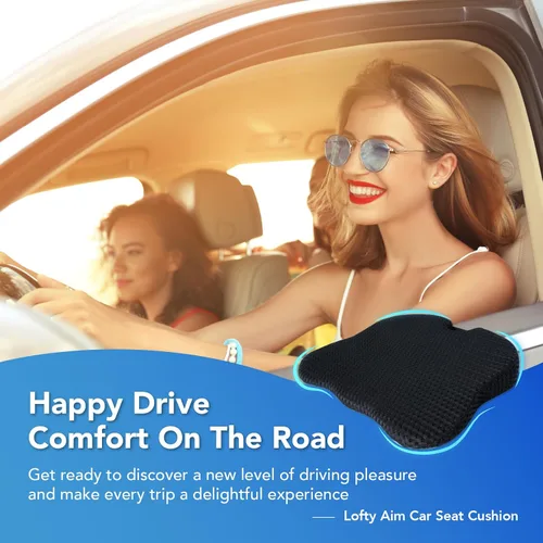 Miniatura 2 de Lofty Aim Cojín de asiento de coche, cómodos cojines de espuma viscoelástica para conducir (negro)