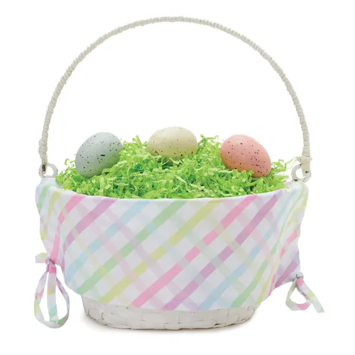 Miniatura 4 de Cesta de huevo de Pascua personalizada con asa y nombre personalizado en escritura morada Forro de canasta de Pascua multicolor Cesta blanca
