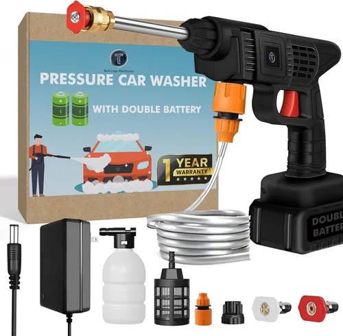 Lavadora a presión inalámbrica, lavadora eléctrica inalámbrica portátil de 500 PSI, lavadora a presión a batería de 18000 mAh, pistola de lavado