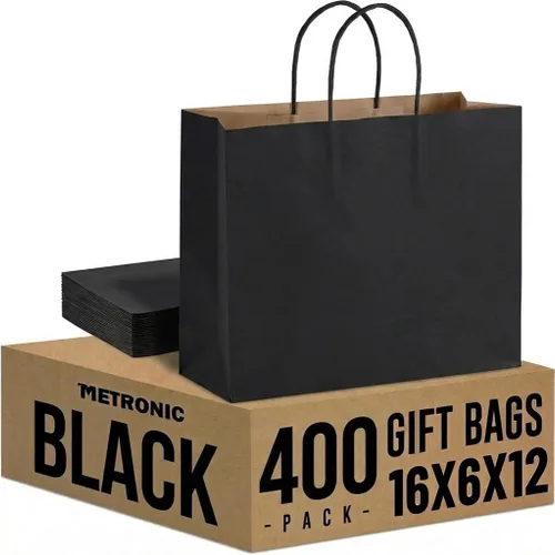 Miniatura 33 de METRONIC Bolsas de papel marrón de 10 x 5 x 13 pulgadas, 50 unidades, bolsas de regalo de papel kraft de tamaño mediano con asas, bolsa de papel