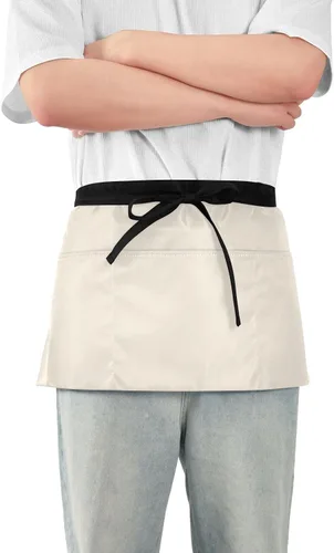 Miniatura 2 de DOMIKING Delantales de camarera con 3 bolsillos para camarera, delantal de chef corto para mujeres y hombres