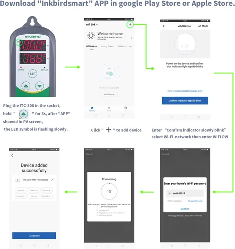 Miniatura 5 de Inkbird Controlador de temperatura WiFi ITC308 Congelador de reptiles Termostato Digital Calefacción y Refrigeración Calentador Enfriador