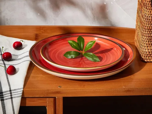 Miniatura 4 de Platos de cena de porcelana ONEMORE de 8.5 pulgadas, platos de postre y ensalada de cerámica con salpicaduras, juego de 4 platos para servir, aptos