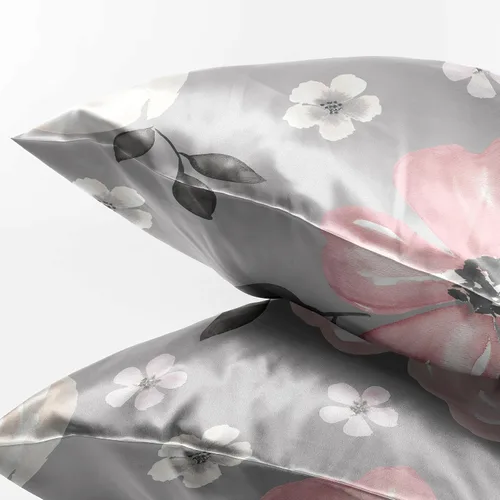 Miniatura 3 de Sweet Jojo Designs Juego de 2 fundas de almohada de satén (floral bohemio gris) para niñas, cabello y piel, suaves, sedosas, brillantes