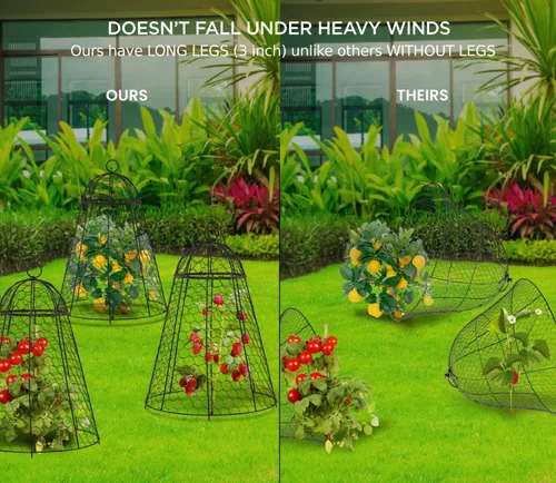 Miniatura 3 de boldworks Cloches de Jardín para Plantas, Jaulas de Alambre de Pollo para Proteger de Animales al Aire Libre, Extra Grandes, Resistente a