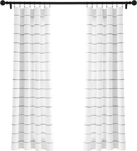 Miniatura 7 de Lush Decor Paneles de cortina de ventana de algodón teñido con hilo de rayas degradadas, par de cortinas de 40 pulgadas de ancho x 63 pulgadas