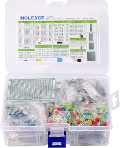 Miniatura 3 de Surtido de kit de componentes electrónicos DIY, resistencias 1818PCS, LED, triodo, condensadores, diodos, PCB, potenciómetro, resistencia variable