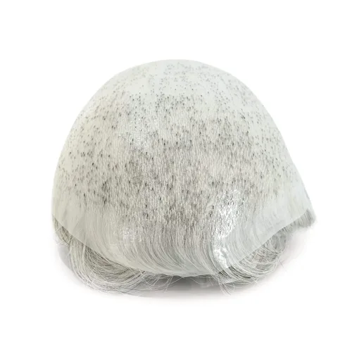 Miniatura 4 de Natural Mens sistema de reemplazo de cabello humano real Caballeros Cabello humano postizos finos polivinílicos V bucle negro gris pelo toupee #1B80