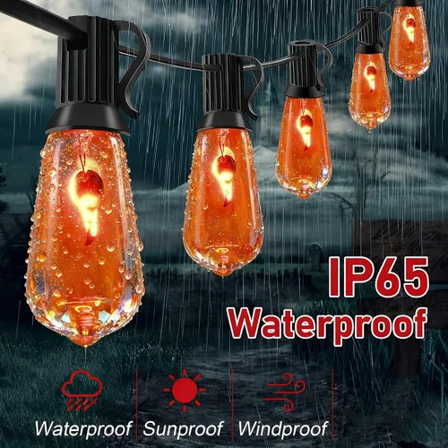 Miniatura 3 de Oviejo Guirnalda de luces de Halloween de 10 pies con 10 bombillas parpadeantes, lámpara de Halloween con certificación UL IP44 impermeable para uso