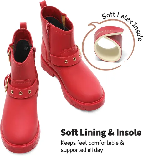 Miniatura 5 de DREAM PAIRS Botines impermeables con cremallera lateral para niñas pequeñas y grandes