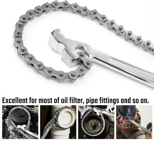 Miniatura 5 de DURATECH Pequeña llave giratoria para filtro de aceite, llave de cadena de 12 pulgadas