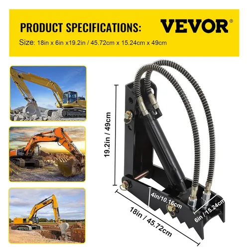 Miniatura 7 de Vevor Pulgar de retroexcavadora hidráulica de 18 ", pulgar de excavadora resistente de 1/2 pulgada de grosor, soldadura de acero negro en accesorios