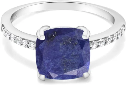 Miniatura 58 de Gem Stone King Anillo de compromiso de plata de ley 925 con piedra preciosa de corte cojín de 0.315 in Anillo de compromiso de aniversario de boda
