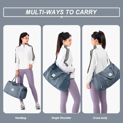 Miniatura 2 de Weekender Gym - Bolsas de lona para mujer con neceser, A-haze Azul