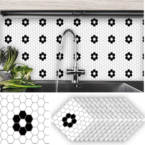 Miniatura 23 de Alwayspon 12 calcomanías mate para azulejos de pared, despegar y pegar, calcomanías de vinilo autoadhesivas para azulejos de cocina y baño, 6 x 6