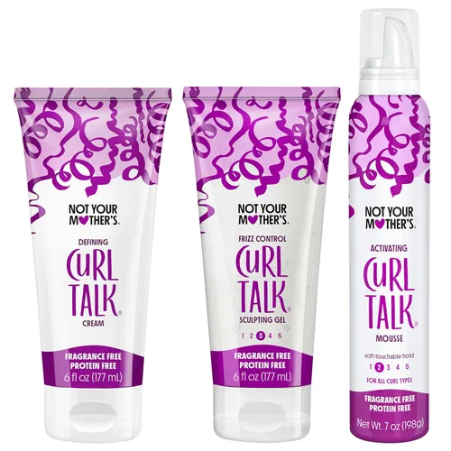 Not Your Mother's Curl Talk - Gel para esculpir el encrespamiento, crema definidora y mousse activadora, formulado con complejo de rizos de arroz,