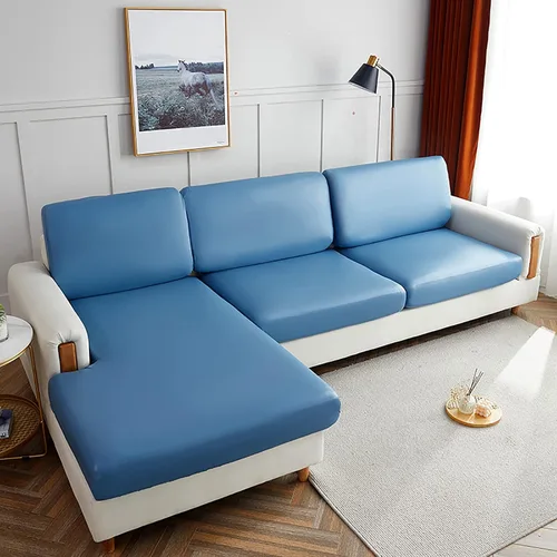 Miniatura 19 de Fundas de cojín impermeables para sofá, funda de cojín elástica de piel sintética para sofá en forma de L, protector de muebles para sala de estar