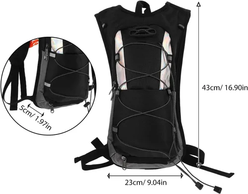 Miniatura 2 de Mochila compacta de depósito de agua con bolsa de agua de gran capacidad, correas de malla transpirable, múltiples compartimentos