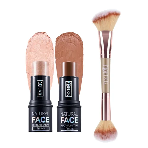 Lápiz de contorno de crema de maquillaje resaltador, fácil de aplicar, bronceador natural y barra de rubor, no grasa e impermeable, para mejillas,