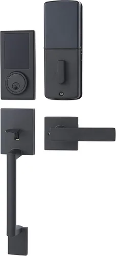 Miniatura 8 de Amazon Basics Cerradura electrónica del teclado de la puerta del cerrojo de la pantalla táctil del grado 3 con manija, acabado de níquel satinado