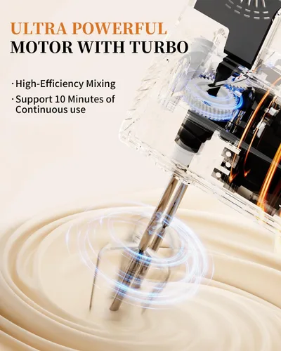 Miniatura 3 de Hand Mixer, 5-Speed Electric Mixer Handheld With 200W Turbo Ultra Power, 4 Stainless Steel Accessories Whipping Egg Cream, Lightweight Hand Mixer