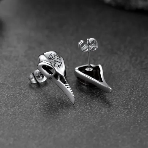 Miniatura 8 de FaithHeart Viking Raven Earrings for Men Sturdy Stainless Steel Punk Rock Earrings Lightweight Hypoallergenic Ear Jewelry with Gift Box