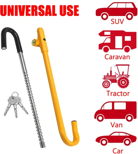 Miniatura 3 de KAYCENTOP Bloqueo de Volante de Coche a Pedal de Freno Auto Seguridad Producto Antirrobo Dispositivo de Bloqueo Amarillo Brillante Universal