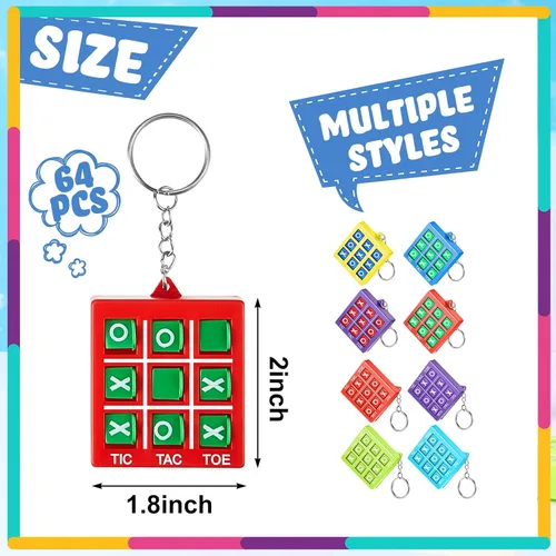 Miniatura 3 de Honoson Juego de 64 piezas de Tic Tac Toe para fiesta de cumpleaños, bolsa de regalo, relleno de calcetines para niños de 8 a 12 años