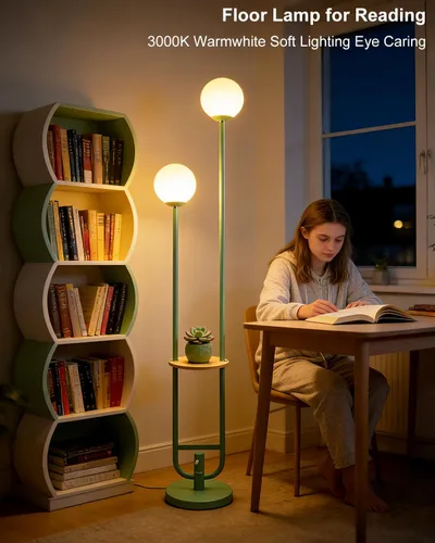Miniatura 7 de Lightdot Lámpara de pie rosa regulable de 60 pulgadas, lámparas de pie de mediados de siglo con 3 bombillas G9 de 3000 K de color blanco cálido